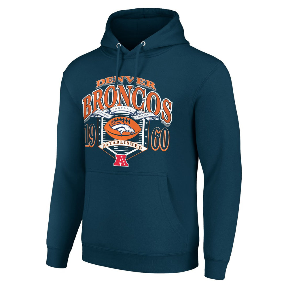 Denver Broncos Starter 80s Retro Pullover Hoodie - Navy Hoodies