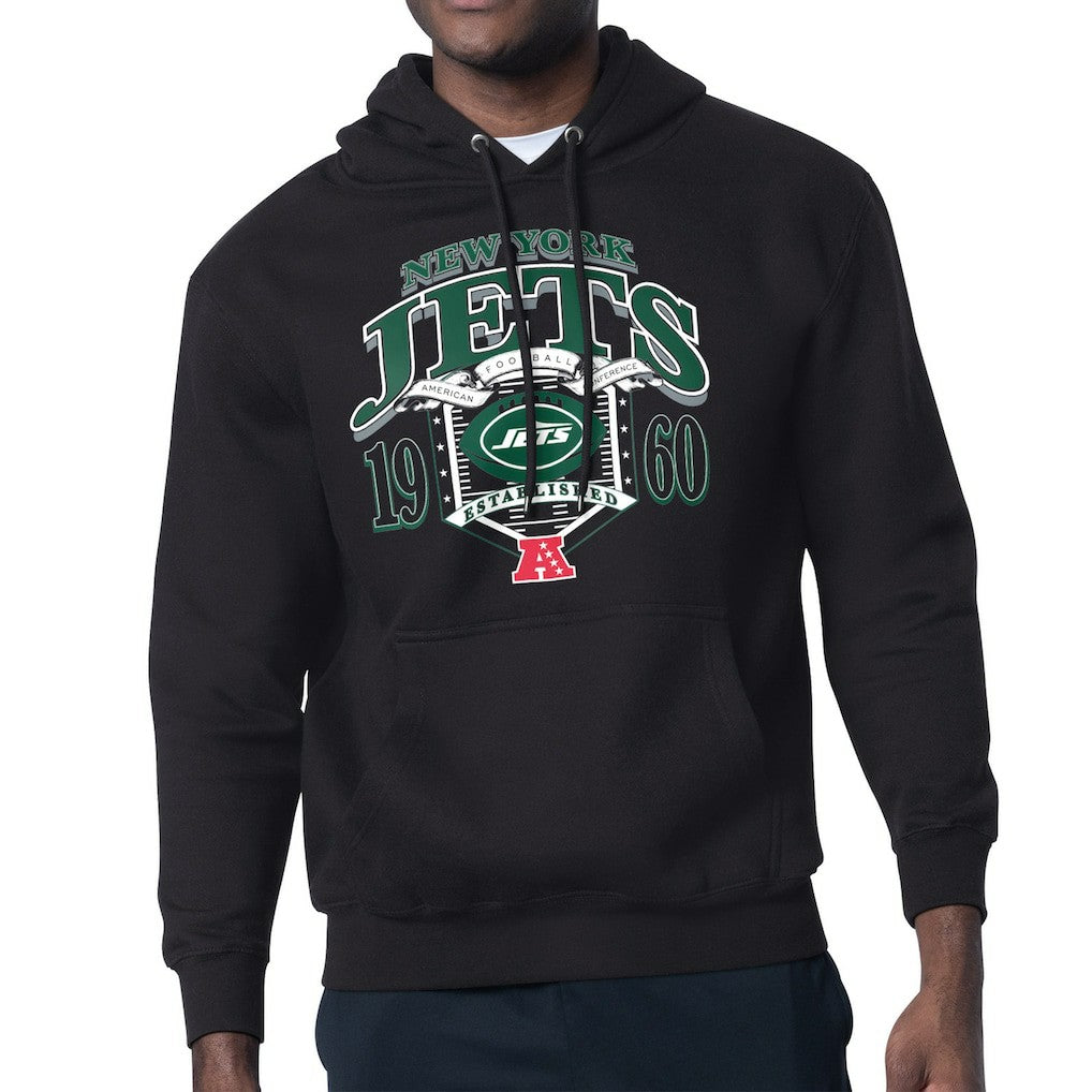 New York Jets Starter 80s Retro Pullover Hoodie - Black Hoodies