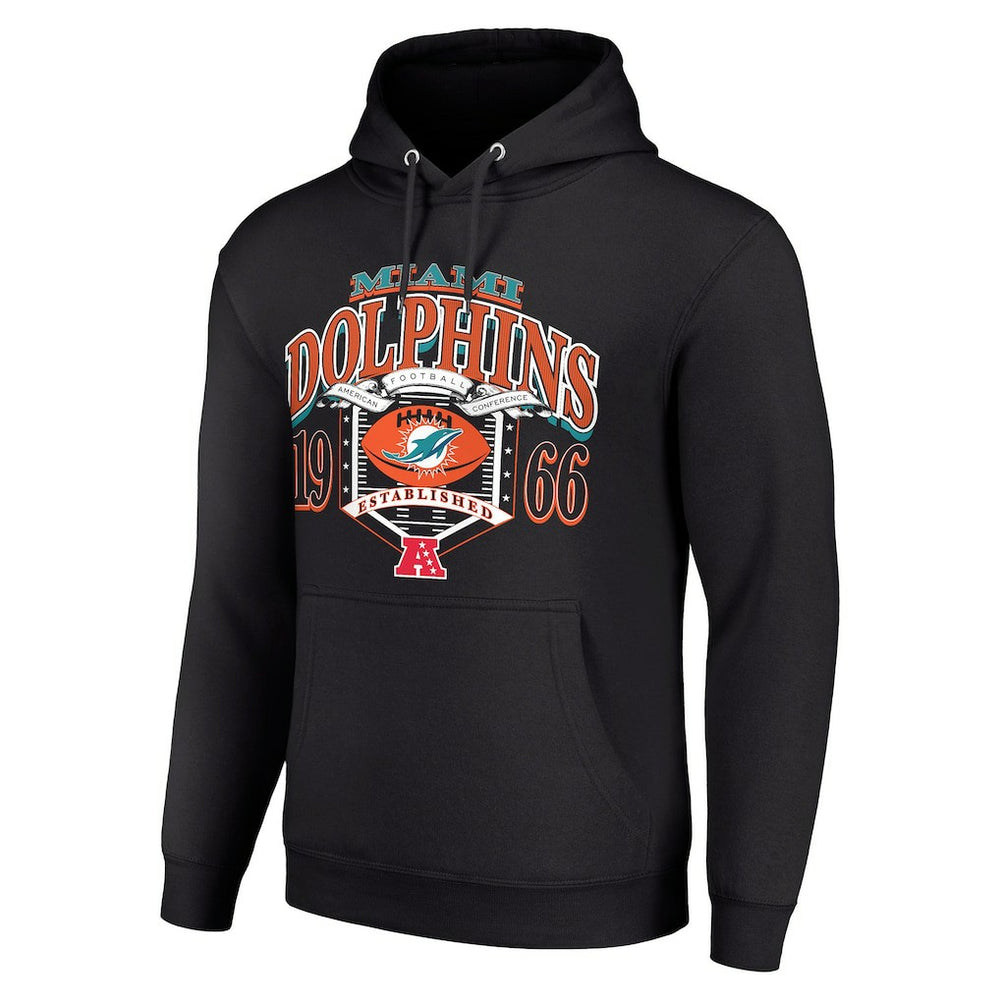 Miami Dolphins Starter 80s Retro Pullover Hoodie - Black Hoodies