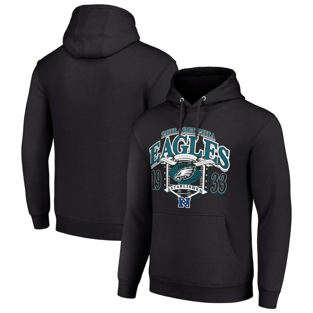 Philadelphia Eagles Starter 80s Retro Pullover Hoodie - Black Hoodies