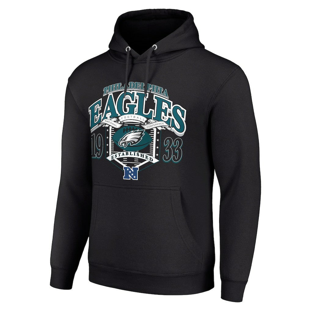 Philadelphia Eagles Starter 80s Retro Pullover Hoodie - Black Hoodies