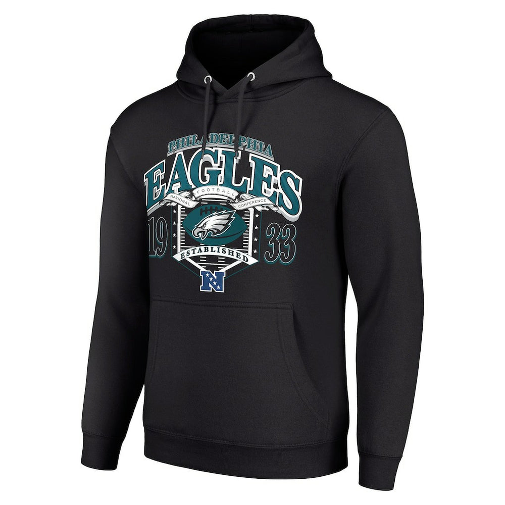 Philadelphia Eagles Starter 80s Retro Pullover Hoodie - Black Hoodies
