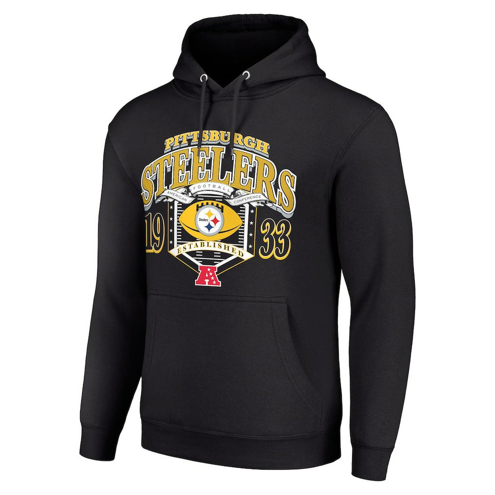 Pittsburgh Steelers Starter 80s Retro Pullover Hoodie - Black Hoodies