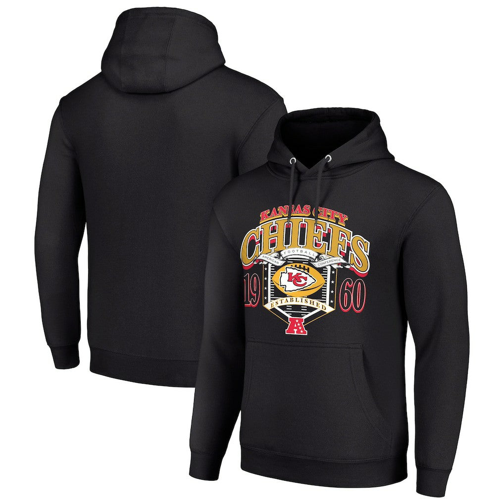 Kansas City Chiefs Starter 80s Retro Pullover Hoodie - Black Hoodies