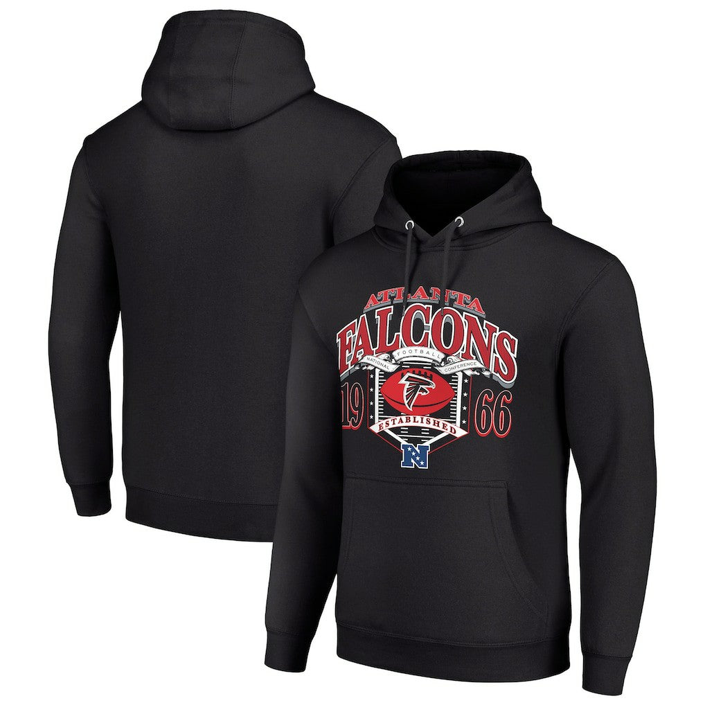 Atlanta Falcons Starter 80s Retro Pullover Hoodie - Black Hoodies
