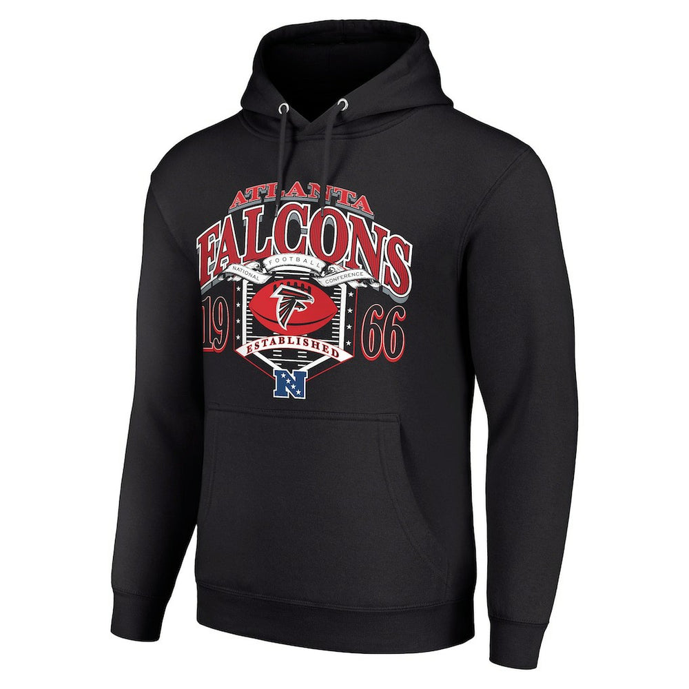 Atlanta Falcons Starter 80s Retro Pullover Hoodie - Black Hoodies