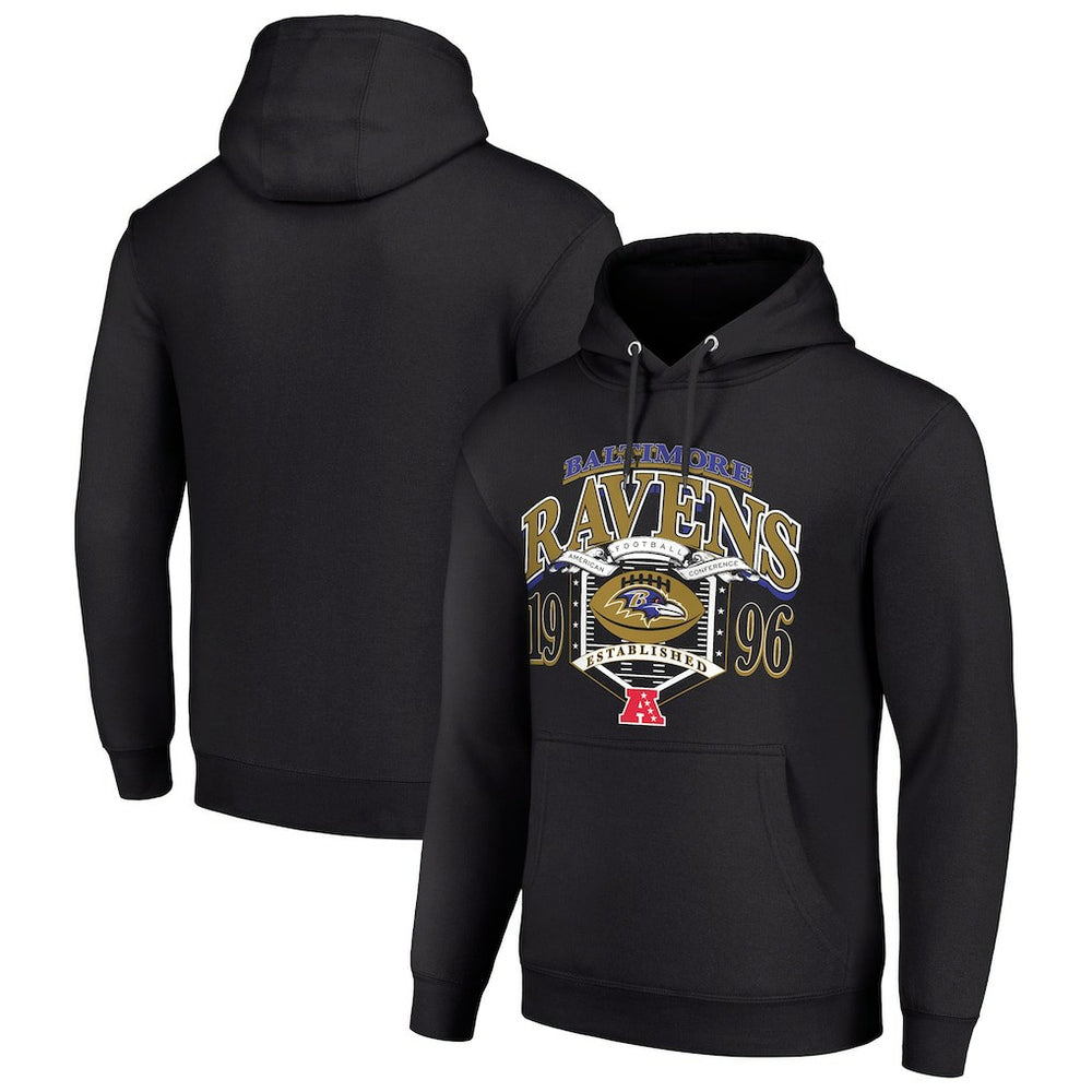 Baltimore Ravens Starter 80s Retro Pullover Hoodie - Black Hoodies