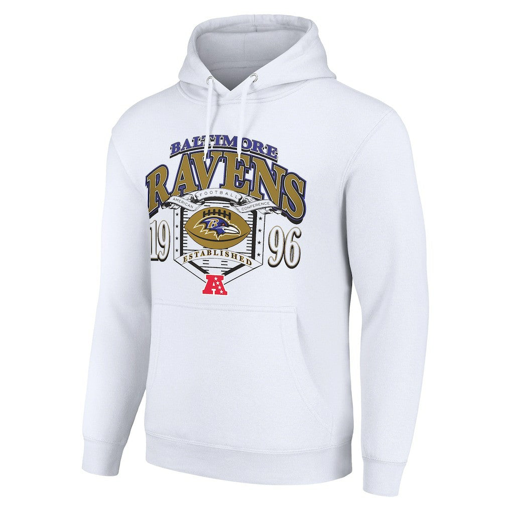 Baltimore Ravens Starter 80s Retro Pullover Hoodie - White Hoodies