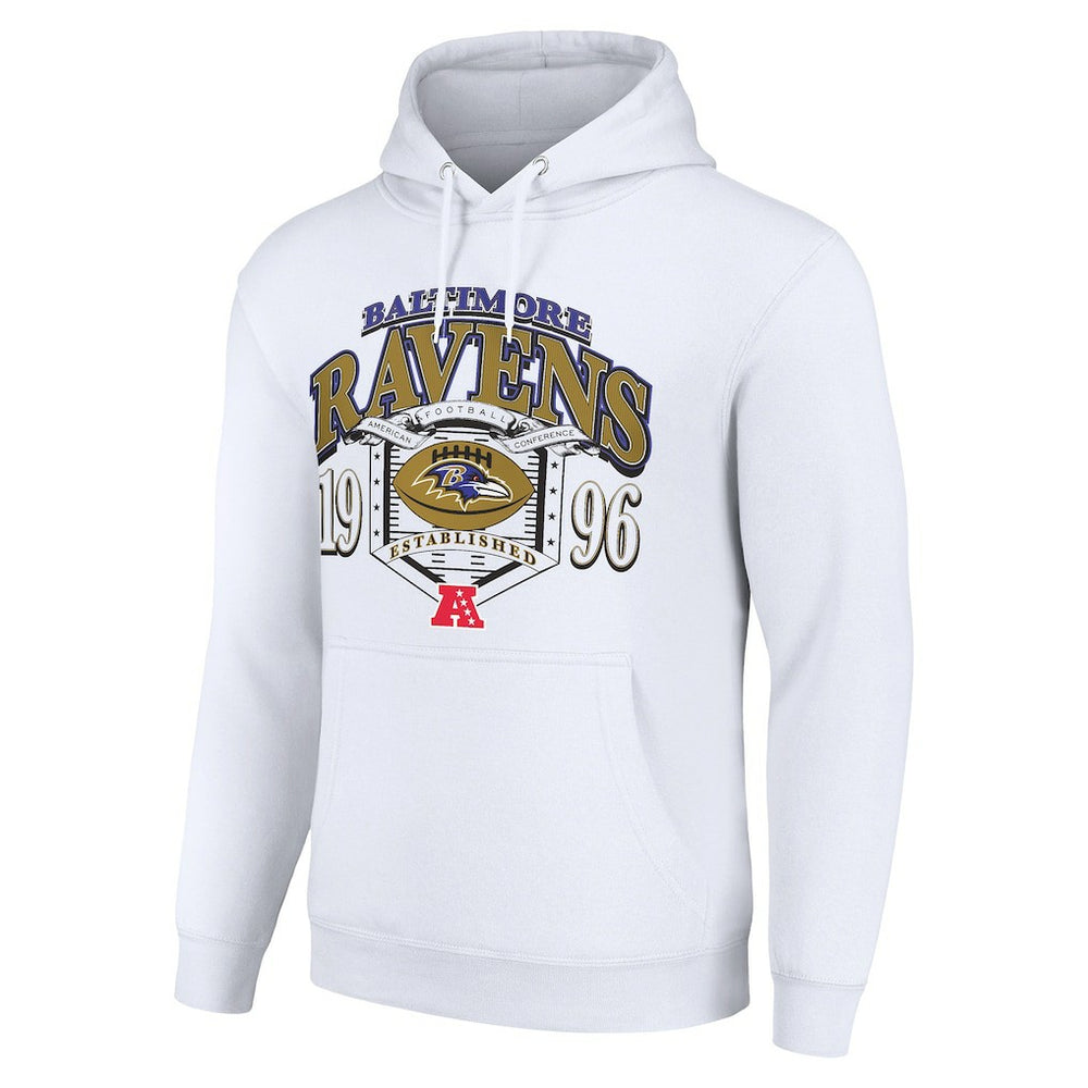 Baltimore Ravens Starter 80s Retro Pullover Hoodie - White Hoodies
