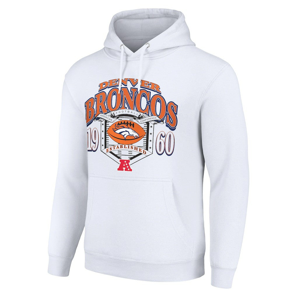 Denver Broncos Starter 80s Retro Pullover Hoodie - White Hoodies