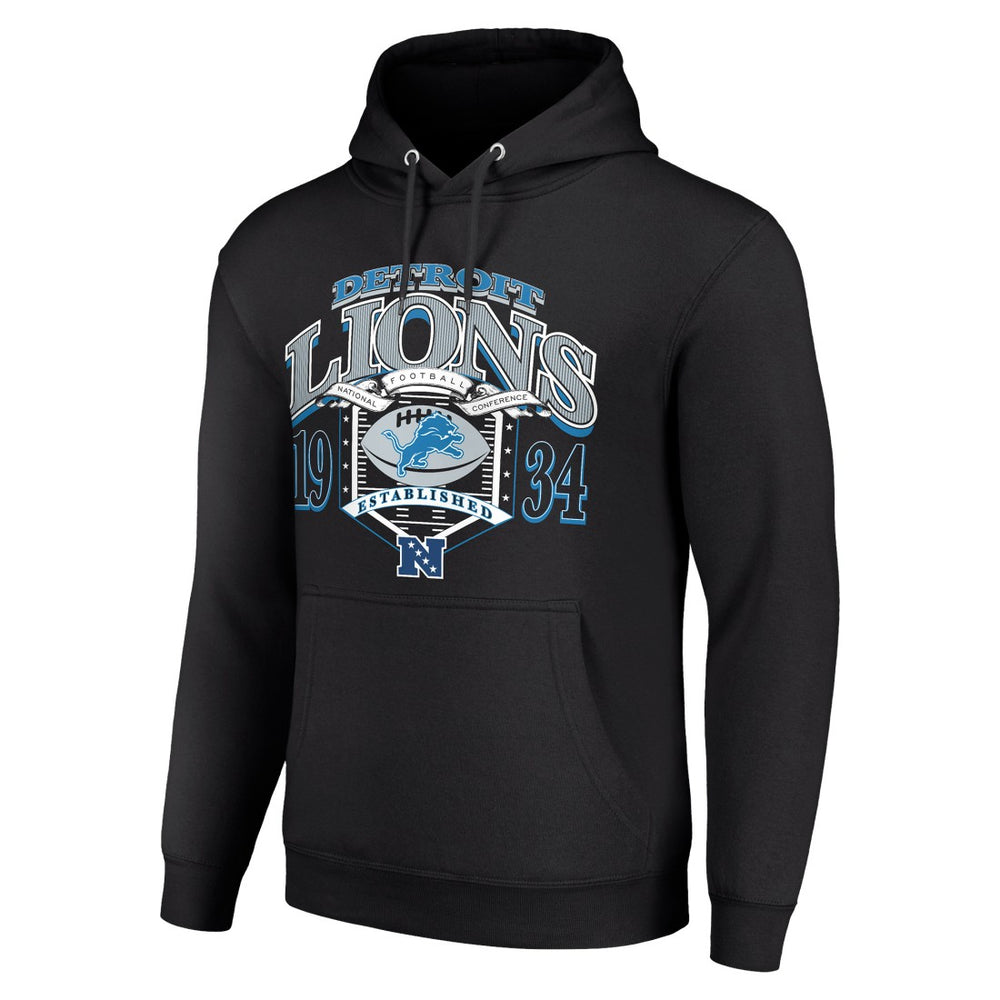 Detroit Lions Starter 80s Retro Pullover Hoodie - Black Hoodies