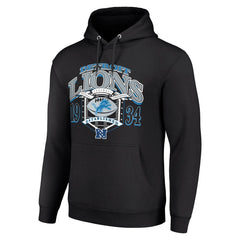 Detroit Lions Starter 80s Retro Pullover Hoodie - Black Hoodies