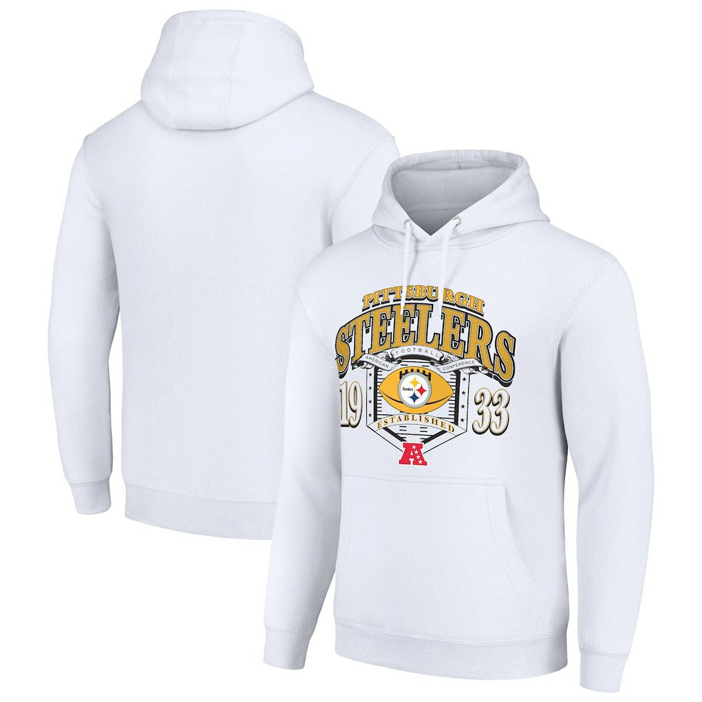 Pittsburgh Steelers Starter 80s Retro Pullover Hoodie - White Hoodies