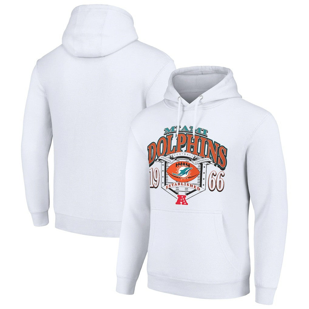 Miami Dolphins Starter 80s Retro Pullover Hoodie - White Hoodies