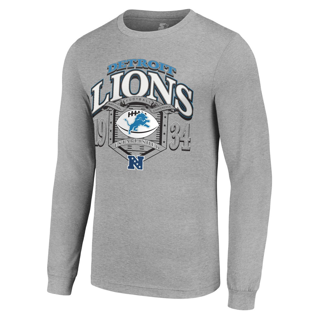 Detroit Lions Starter Retro Long Sleeve Graphic T-Shirt - Heather Gray T-shirts