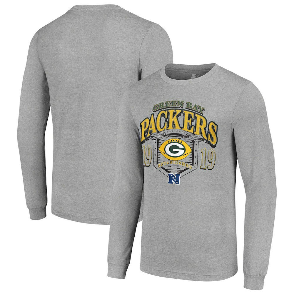 Green Bay Packers Starter Retro Long Sleeve Graphic T-Shirt - Heather Gray T-shirts