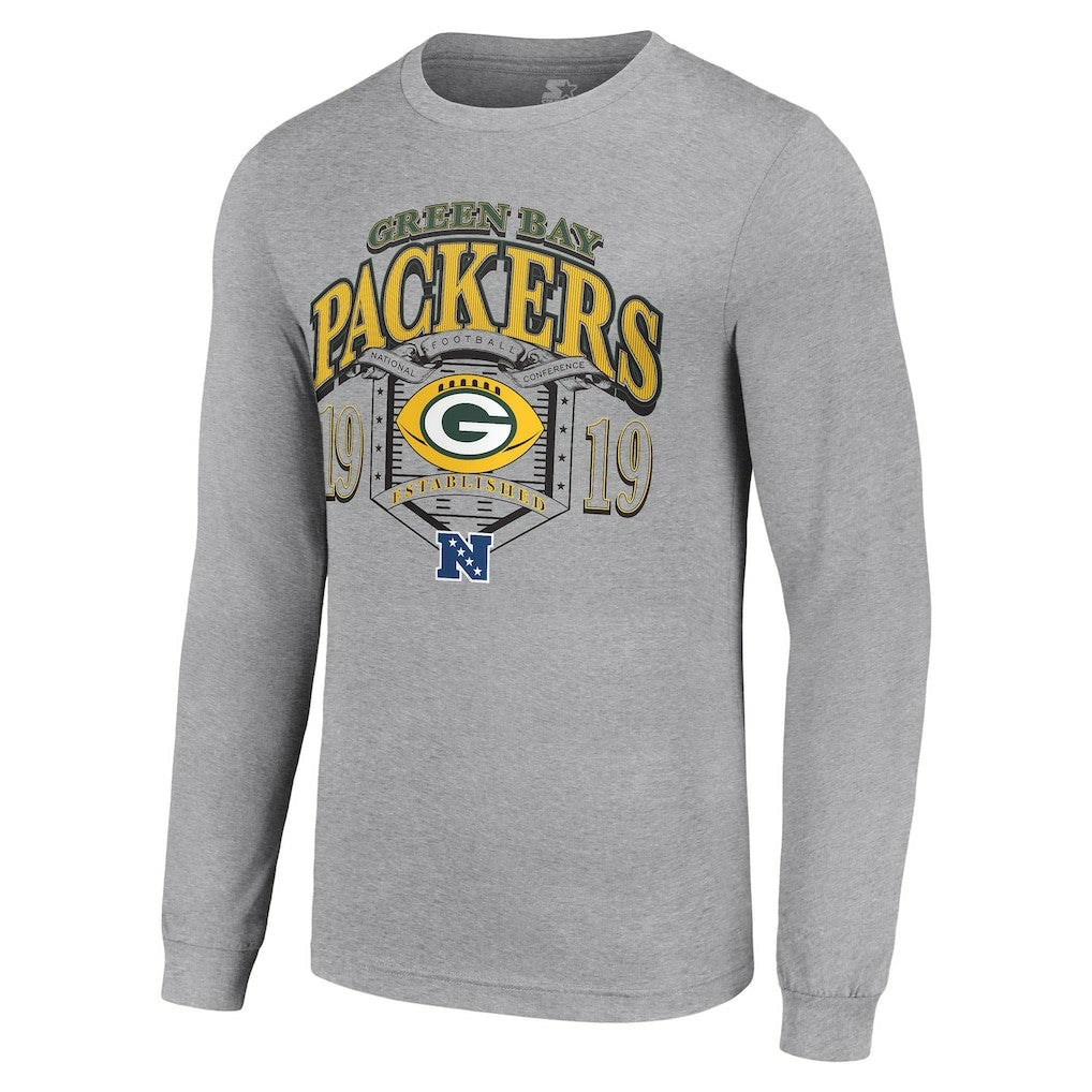 Green Bay Packers Starter Retro Long Sleeve Graphic T-Shirt - Heather Gray T-shirts