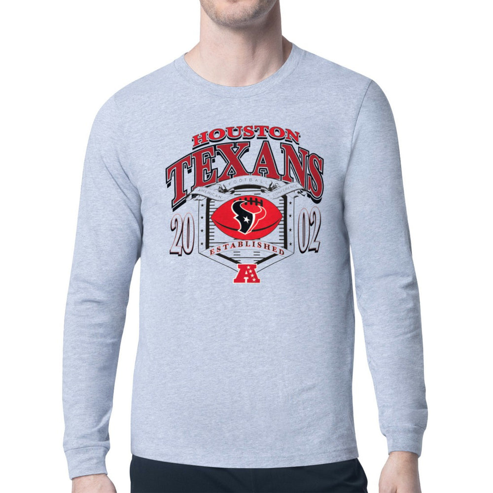 Houston Texans Starter Retro Long Sleeve Graphic T-Shirt - Heather Gray T-shirts