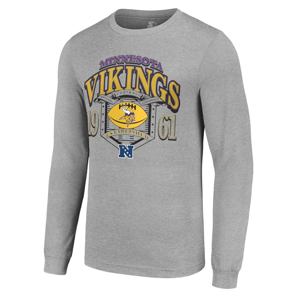 Minnesota Vikings Starter Retro Long Sleeve Graphic T-Shirt - Heather Gray T-shirts