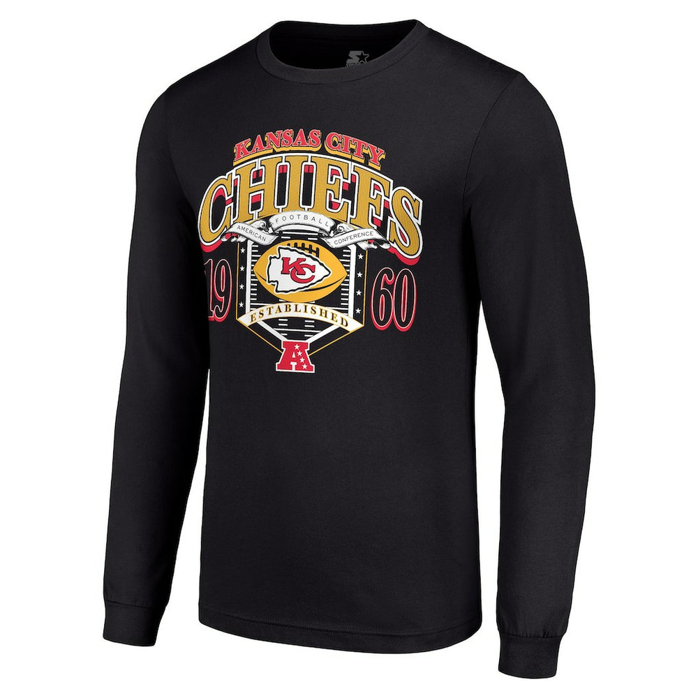 Kansas City Chiefs Starter Retro Long Sleeve Graphic T-Shirt - Black T-shirts