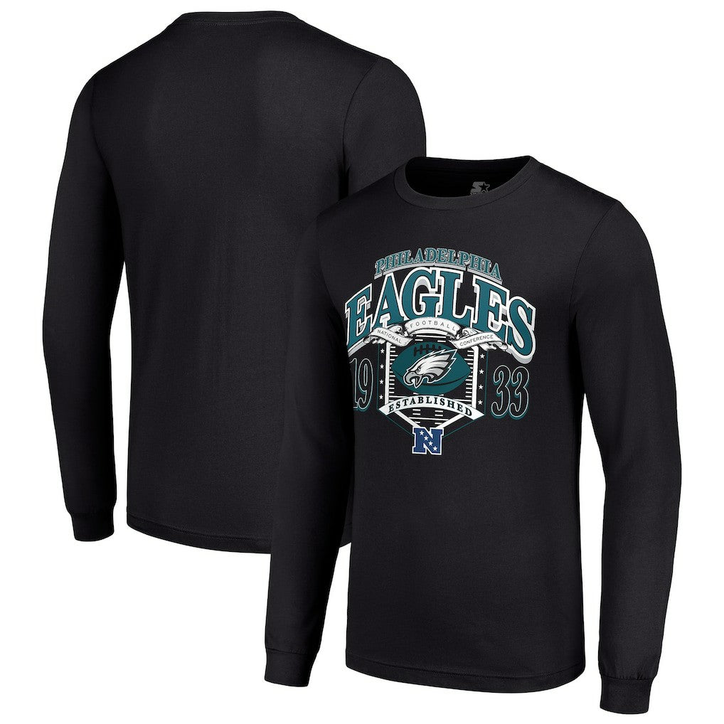 Philadelphia Eagles Starter Retro Long Sleeve Graphic T-Shirt - Black T-shirts