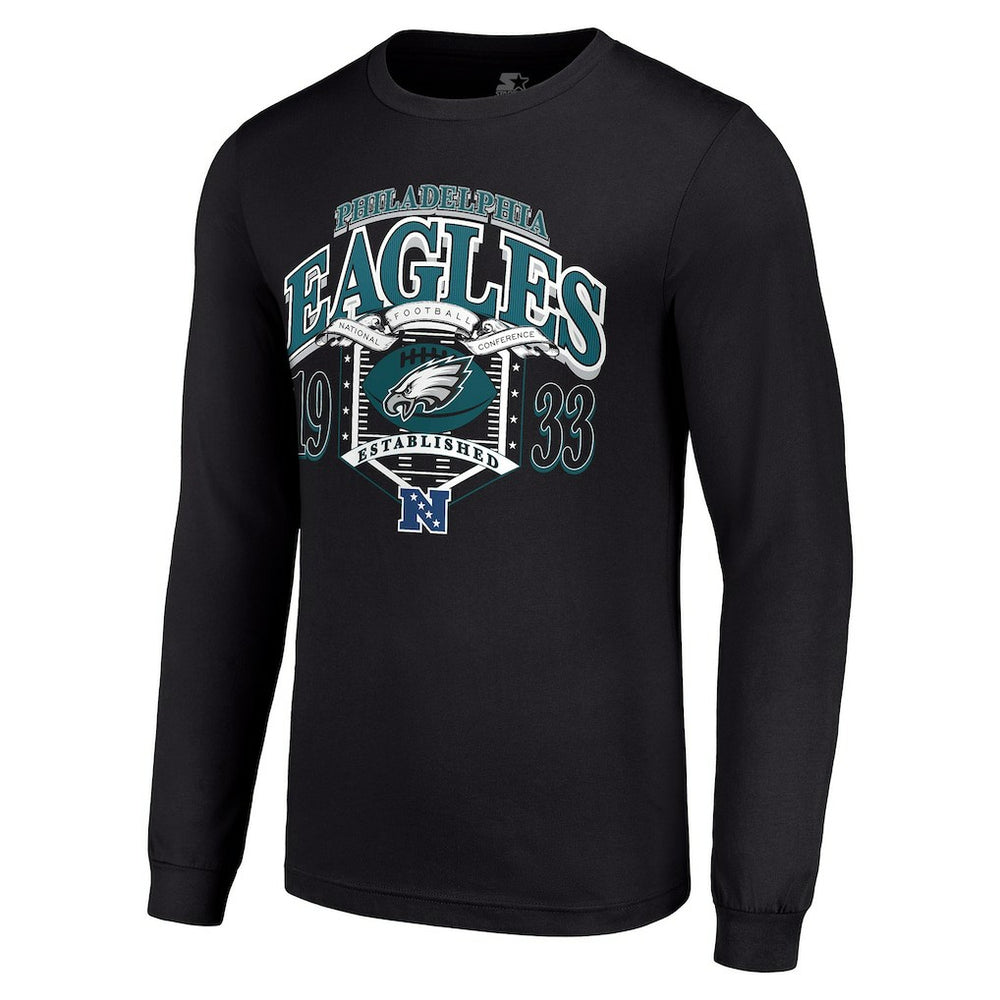 Philadelphia Eagles Starter Retro Long Sleeve Graphic T-Shirt - Black T-shirts