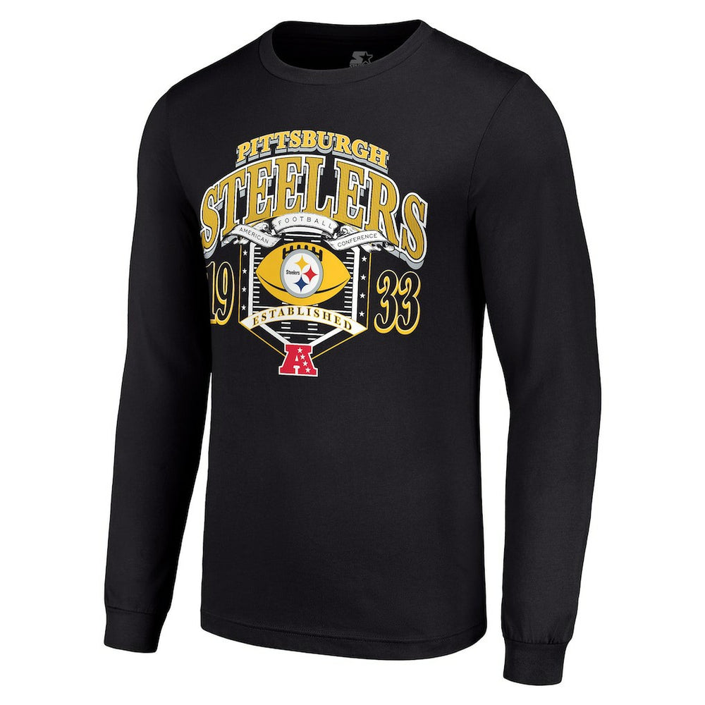 Pittsburgh Steelers Starter Retro Long Sleeve Graphic T-Shirt - Black T-shirts