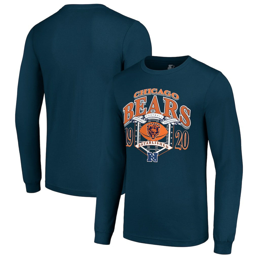 Chicago Bears Starter Retro Long Sleeve Graphic T-Shirt - Navy T-shirts