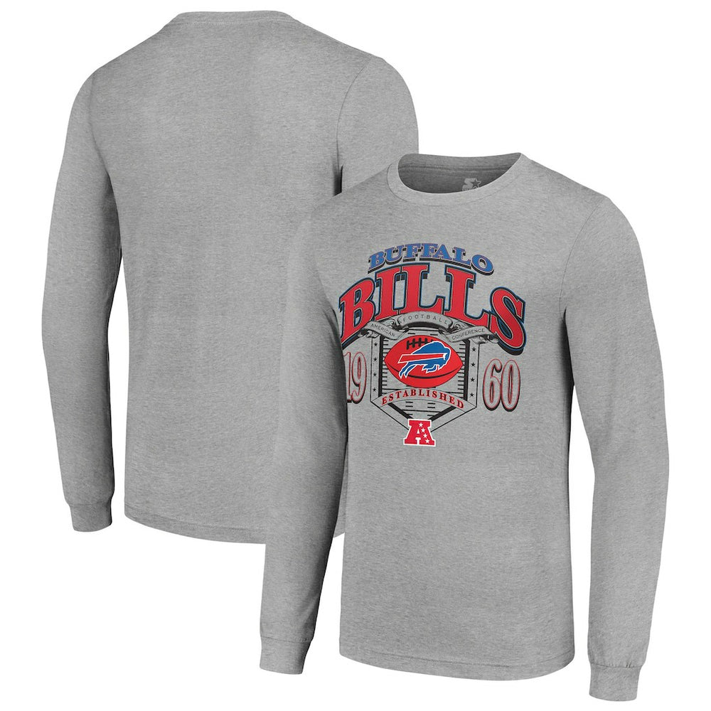 Buffalo Bills Starter Retro Long Sleeve Graphic T-Shirt - Heather Gray T-shirts