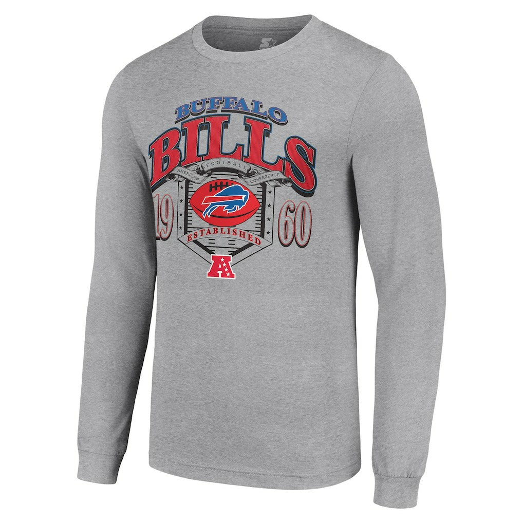 Buffalo Bills Starter Retro Long Sleeve Graphic T-Shirt - Heather Gray T-shirts