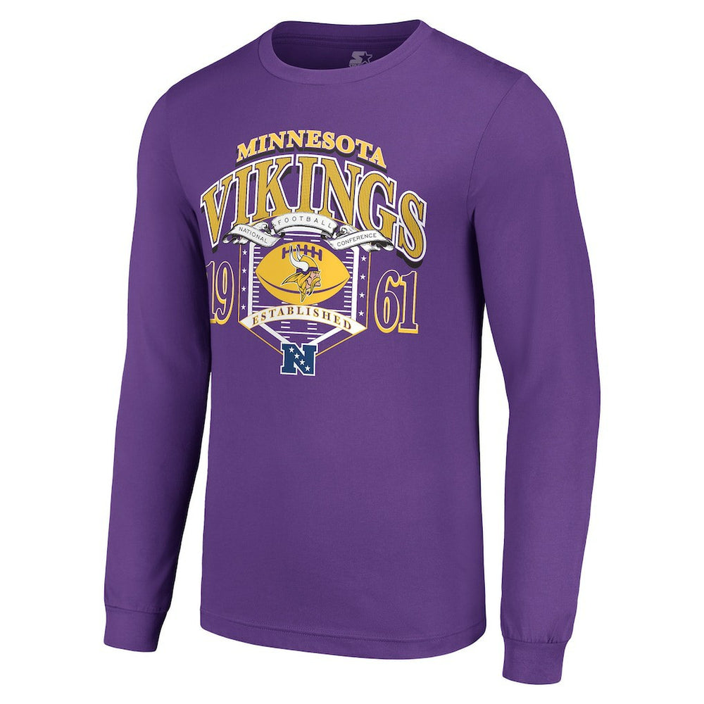 Minnesota Vikings Starter Retro Long Sleeve Graphic T-Shirt - Purple T-shirts