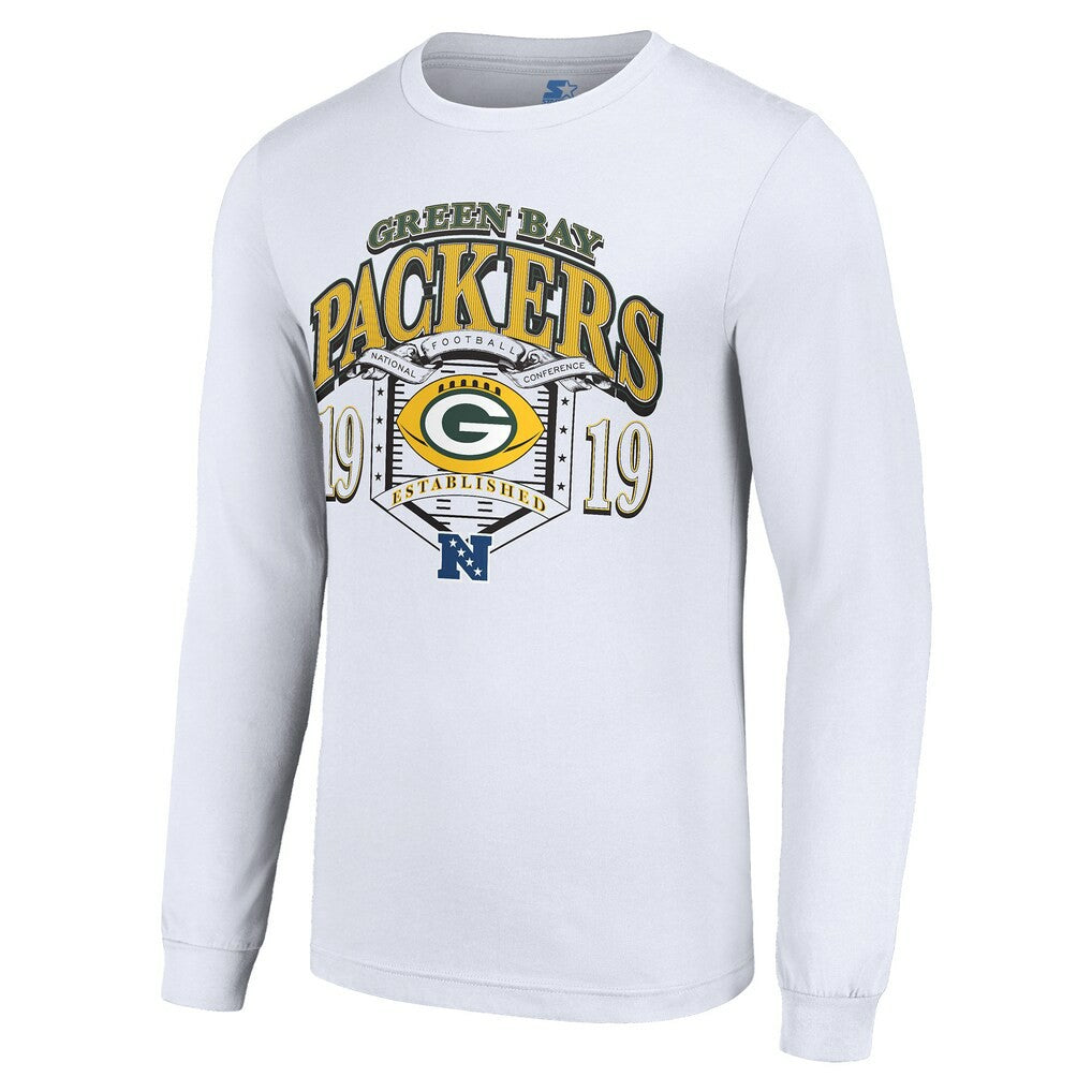 Green Bay Packers Starter Retro Long Sleeve Graphic T-Shirt - White T-shirts