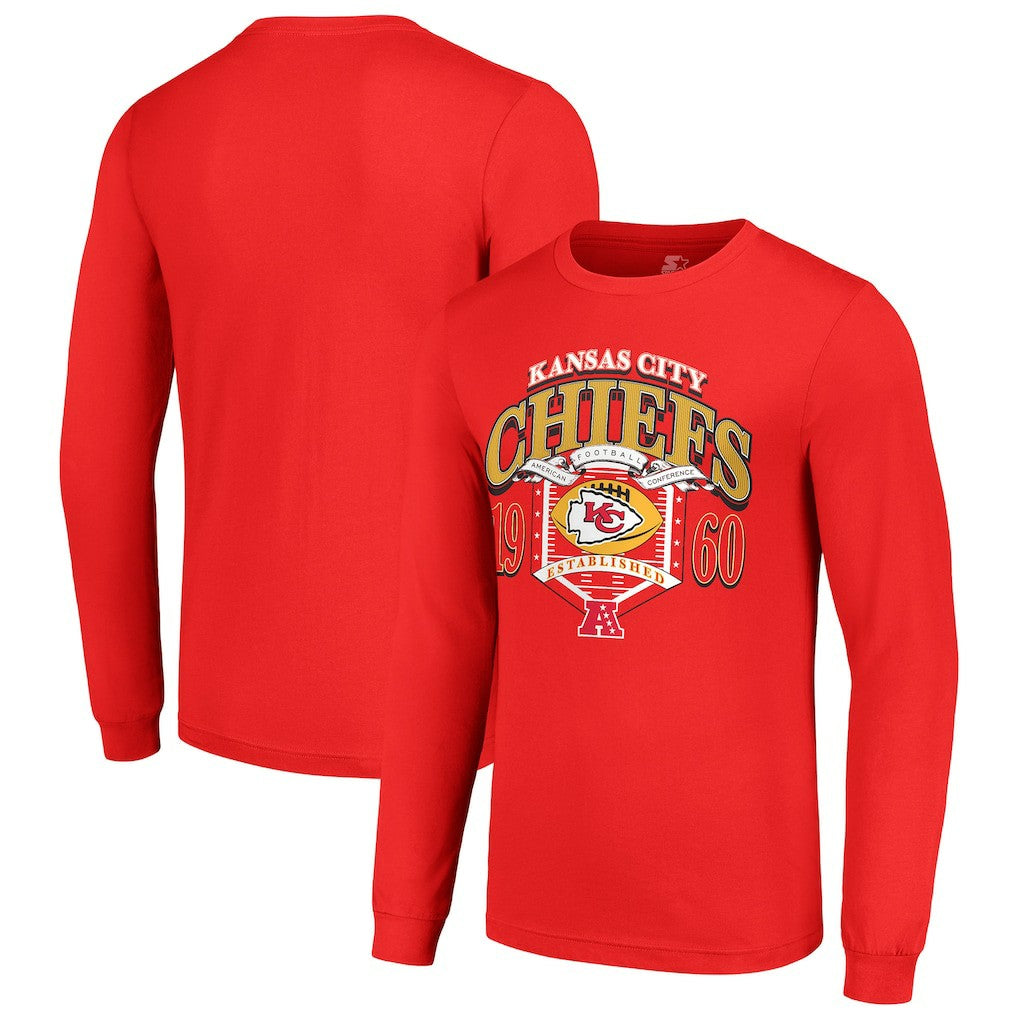 Kansas City Chiefs Starter Retro Long Sleeve Graphic T-Shirt - Red T-shirts