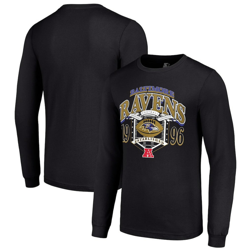 Baltimore Ravens Starter Retro Long Sleeve Graphic T-Shirt - Black T-shirts