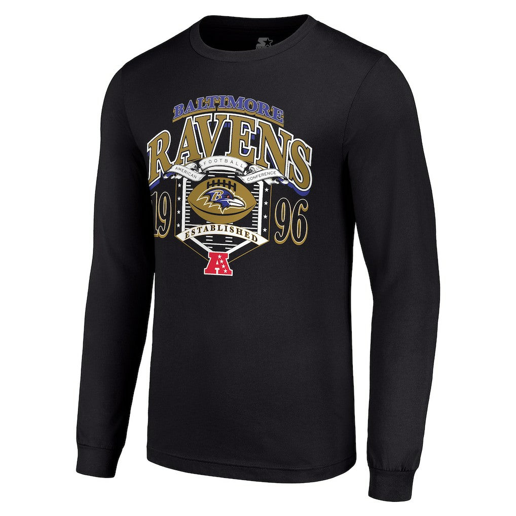 Baltimore Ravens Starter Retro Long Sleeve Graphic T-Shirt - Black T-shirts