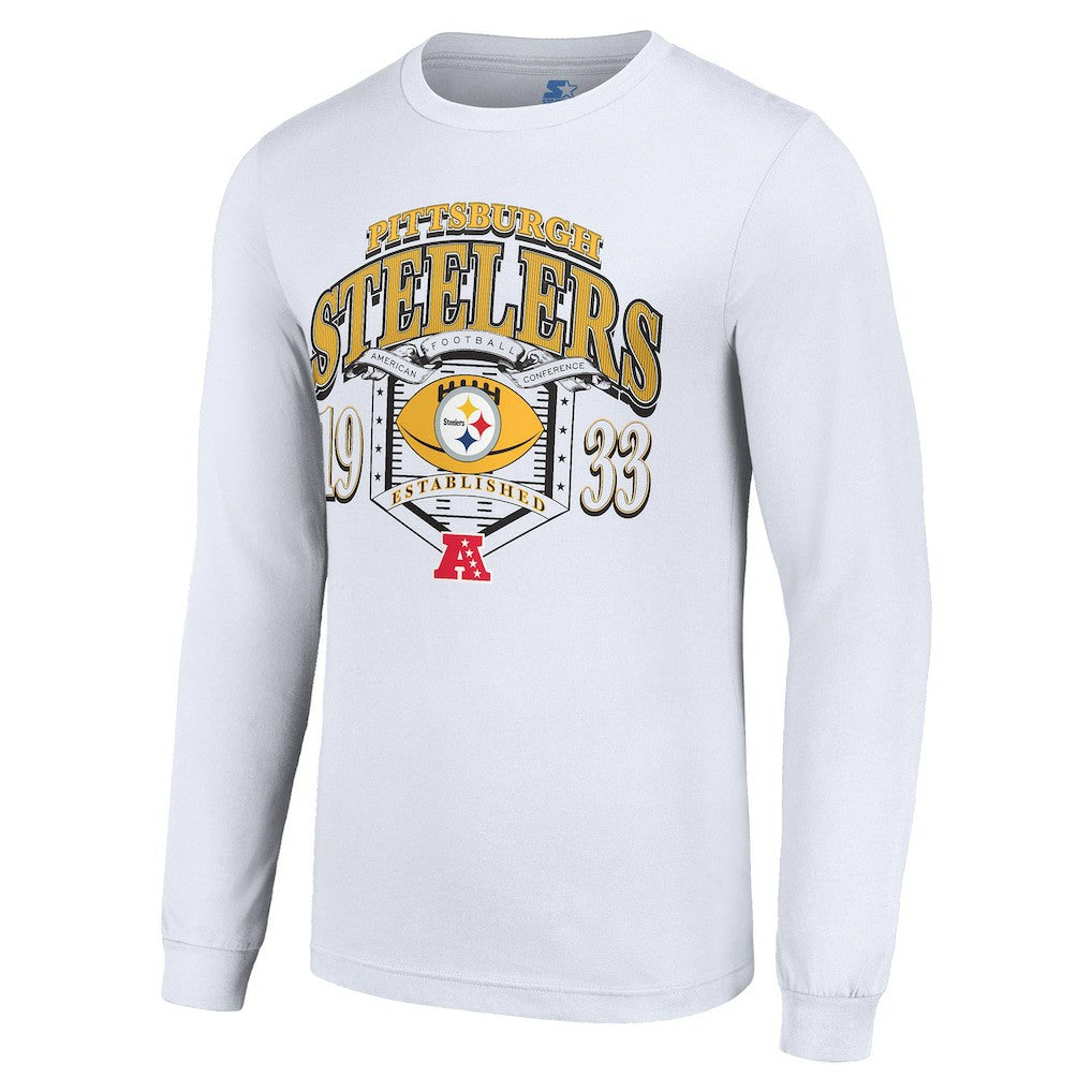 Pittsburgh Steelers Starter Retro Long Sleeve Graphic T-Shirt - White T-shirts