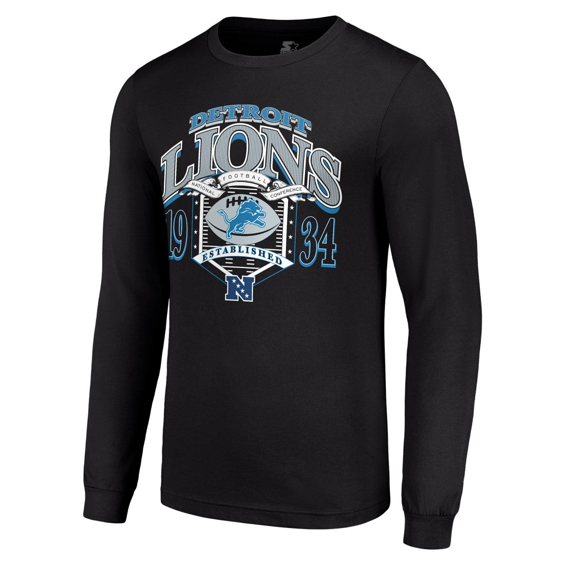 Detroit Lions Starter Retro Long Sleeve Graphic T-Shirt - Black T-shirts