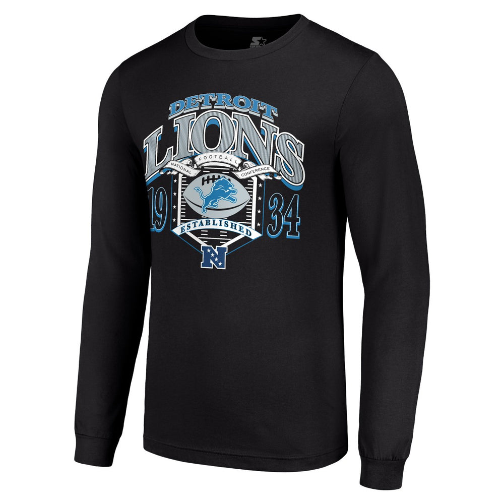 Detroit Lions Starter Retro Long Sleeve Graphic T-Shirt - Black T-shirts