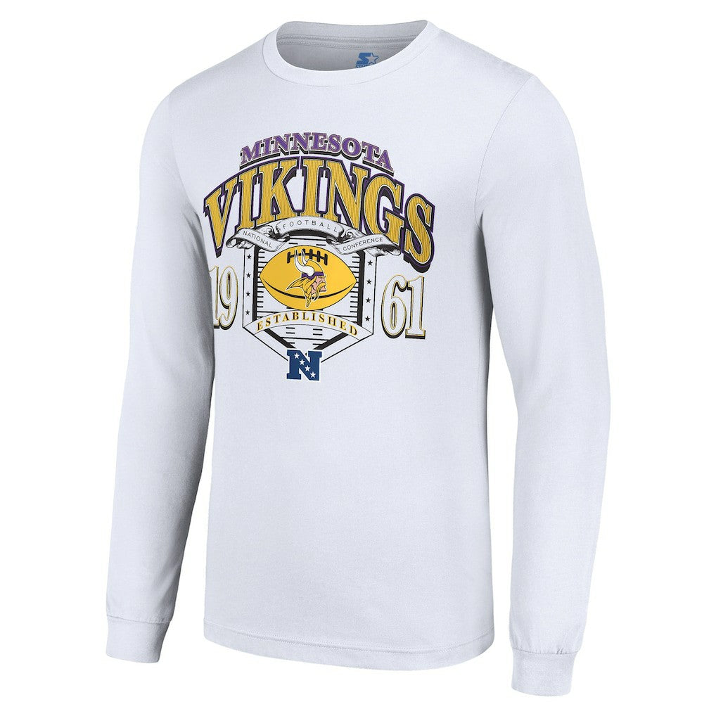 Minnesota Vikings Starter Retro Long Sleeve Graphic T-Shirt - White T-shirts