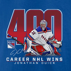 Jonathan Quick New York Rangers 400 Career Wins T-Shirt - Blue | US 201517649