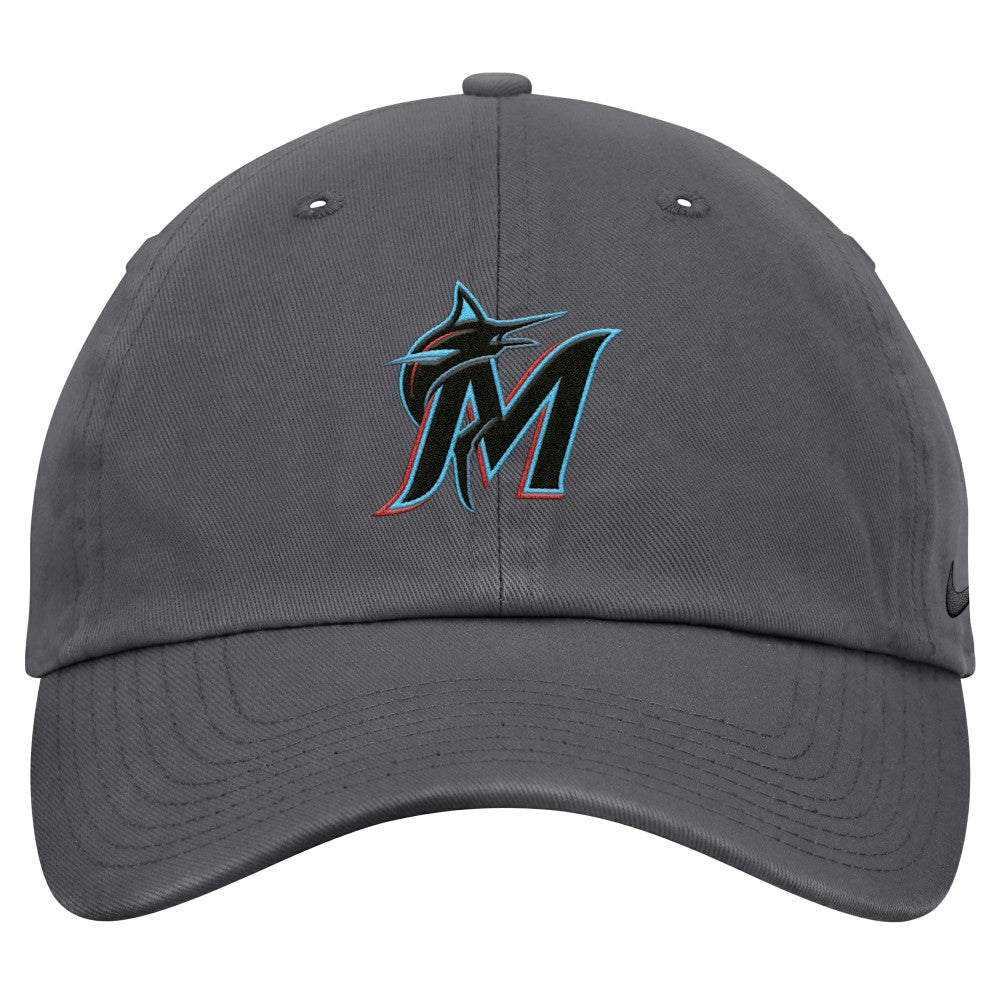 Miami Marlins Nike Club Adjustable Hat - Gray Hats