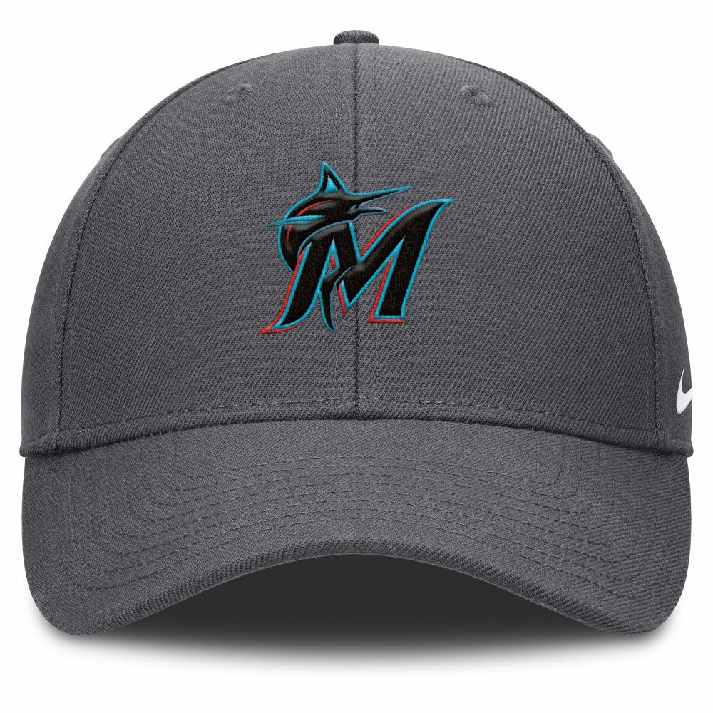 Miami Marlins Nike Club Performance Adjustable Hat - Gray Hats