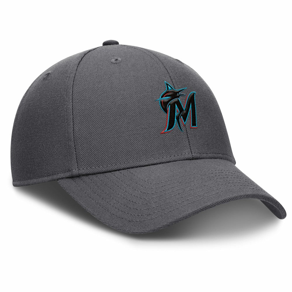 Miami Marlins Nike Club Performance Adjustable Hat - Gray Hats