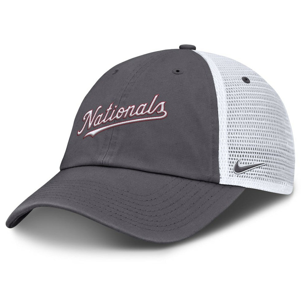 Washington Nationals Nike Wordmark Club Adjustable Trucker Hat - Gray Hats