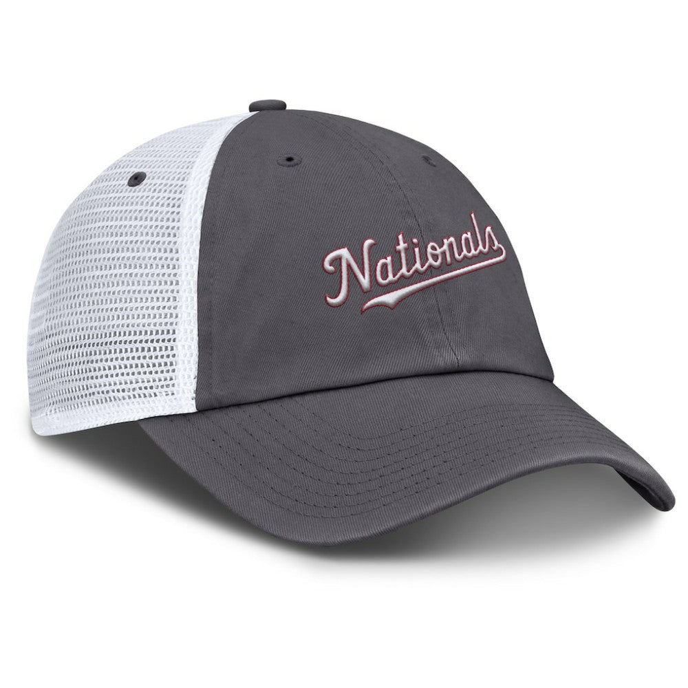 Washington Nationals Nike Wordmark Club Adjustable Trucker Hat - Gray Hats