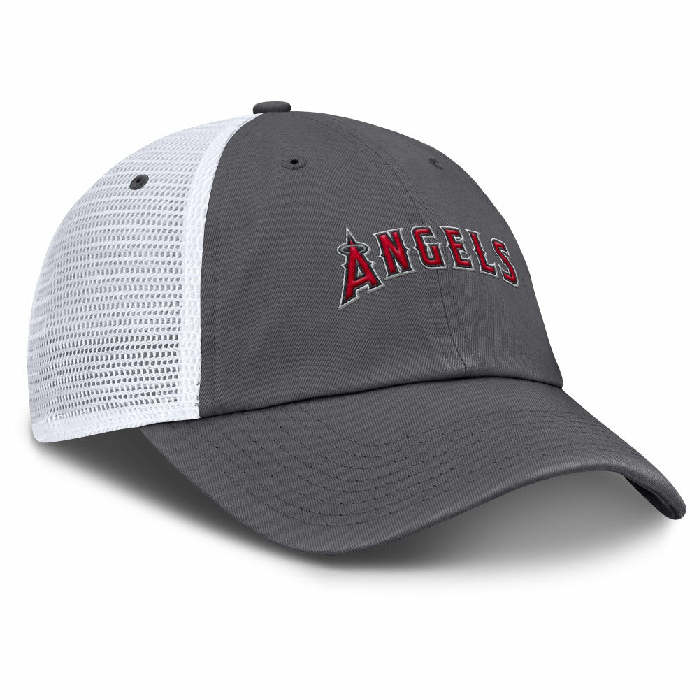 Los Angeles Angels Nike Wordmark Club Adjustable Trucker Hat - Gray Hats