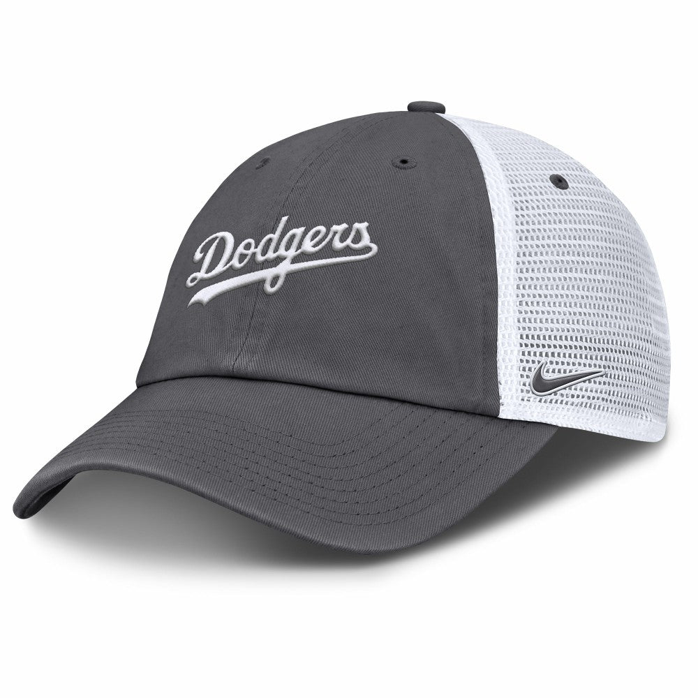 Los Angeles Dodgers Nike Wordmark Club Adjustable Trucker Hat - Gray Hats