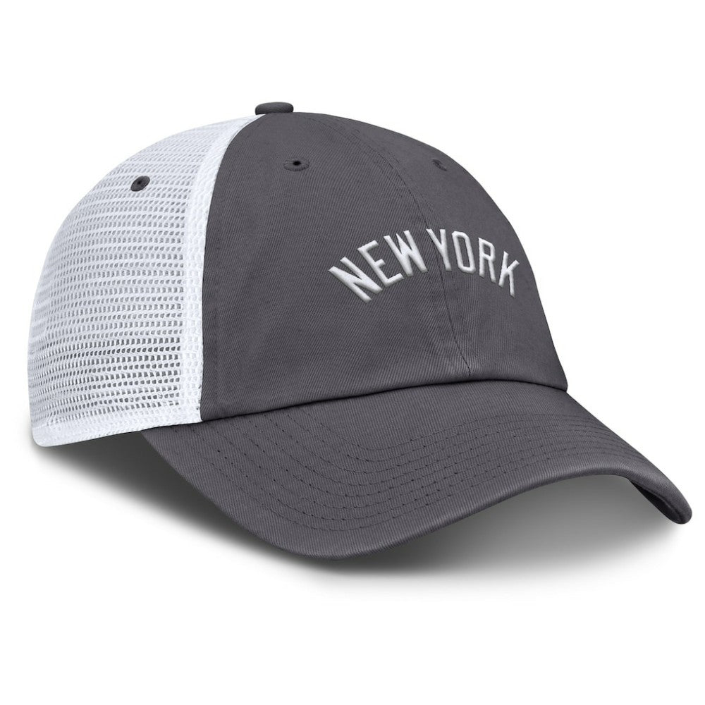New York Yankees Nike Wordmark Club Adjustable Trucker Hat - Gray Hats