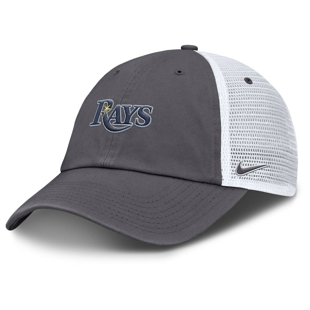 Tampa Bay Rays Nike Wordmark Club Adjustable Trucker Hat - Gray Hats