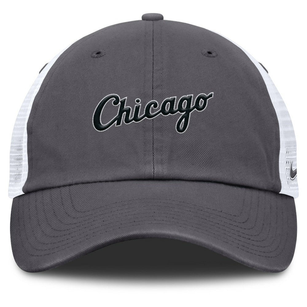 Chicago White Sox Nike Wordmark Club Adjustable Trucker Hat - Gray Hats
